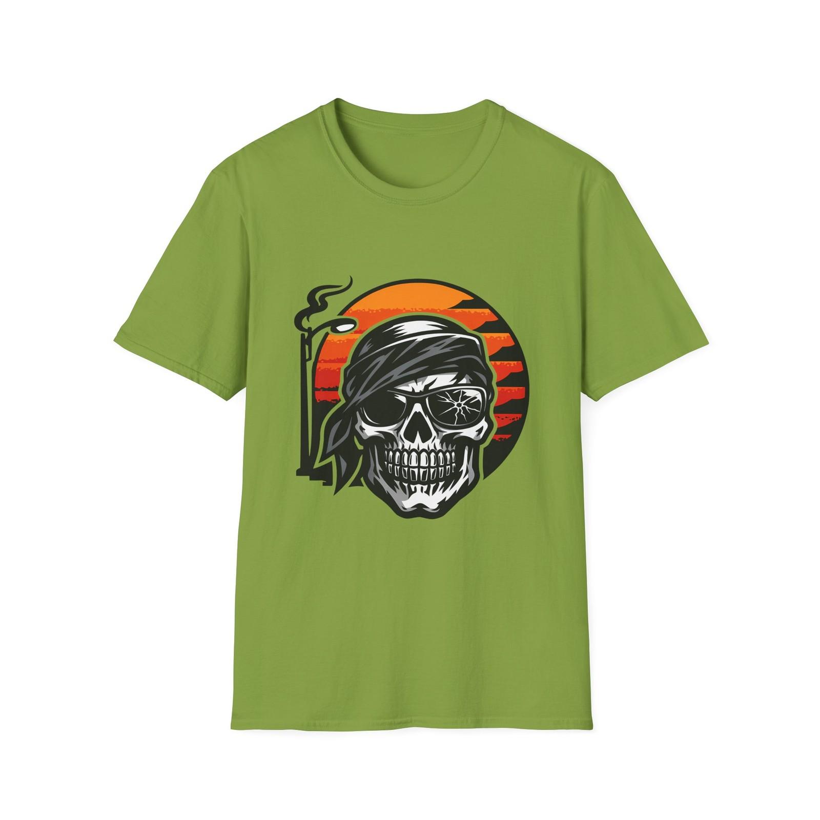 Unisex Softstyle T-Shirt Skull Bandana Sunglasses Streetlight Noir Sunset Tattoo S