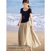 Women's Summer A-line Color Block Midi Dress