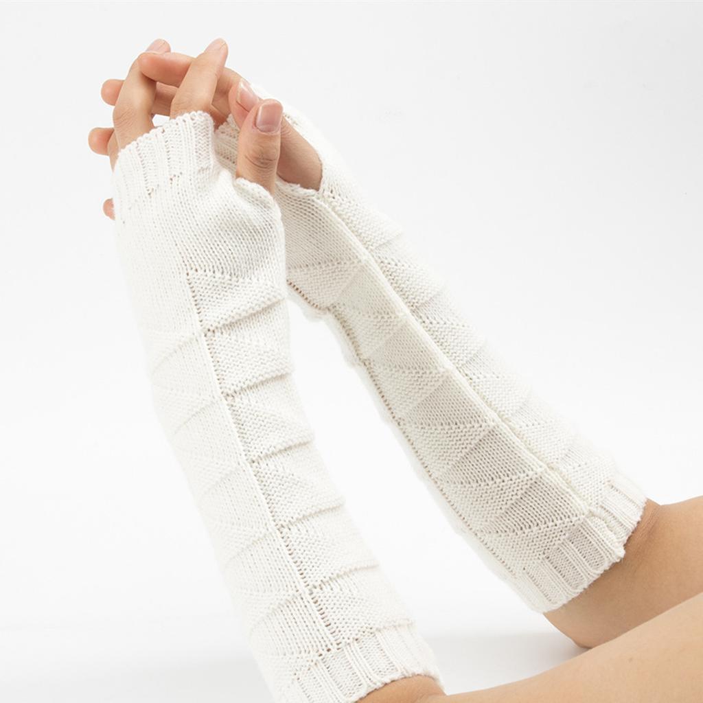 New Autumn and Winter Faux Sleeve Woolen Gloves for Men and Women Knitted Warm Half Finger Wrist Protection Gloves