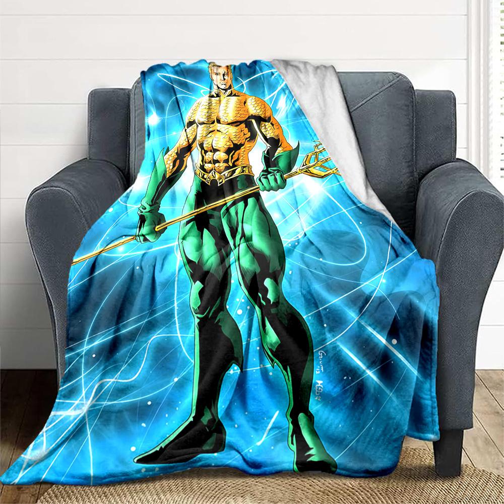 

1pc Aquaman, Trident Flannel Throw Blanket Soft, Warm & Cozy for Couch, Bed, Office, and Travel Versatile All Season Gift, Christmas present 80x120cm