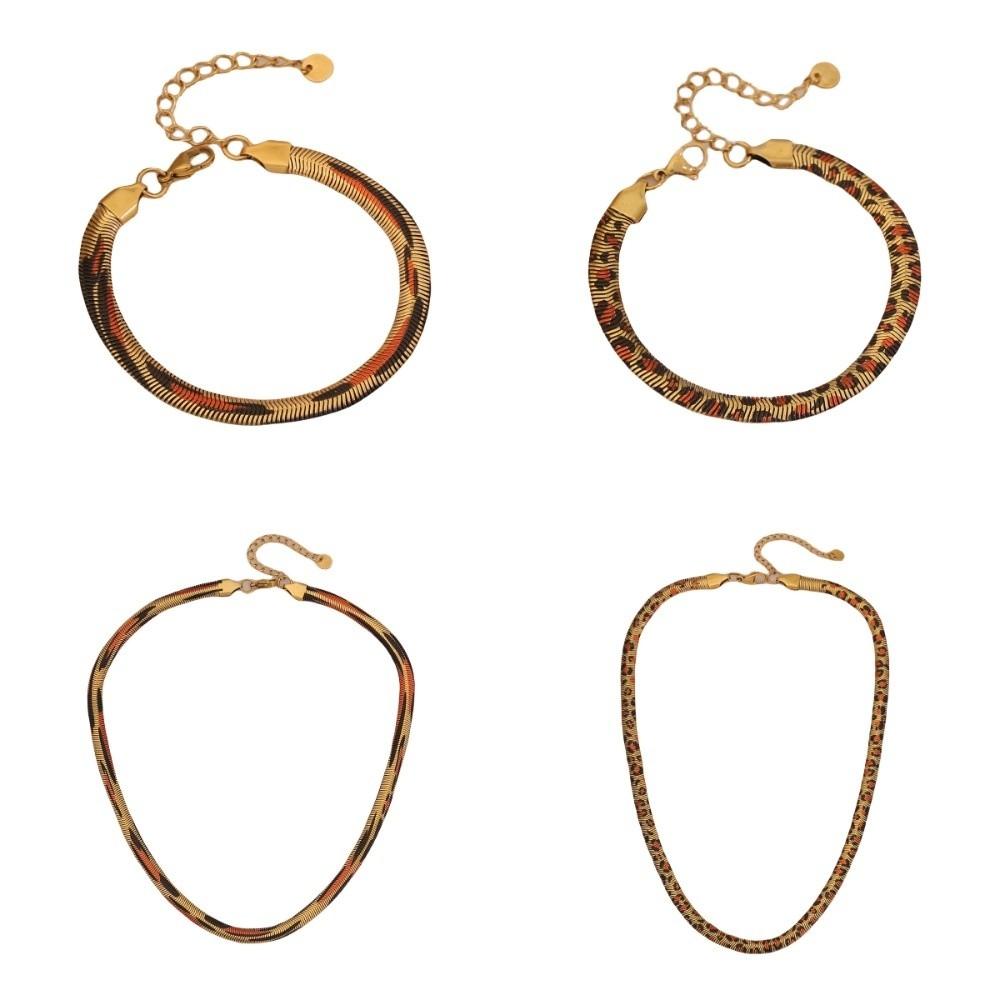 Utsøkt Armbånd med Slangemønster Håndkjede Halskjede i Slangeskinn Leopardmønstret Kragebenskjede Unisex