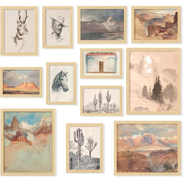 97 Decor Southwest Wall Art - Vintage Western Prints for Home, Rustic Southwestern Posters, Boho Desert Ranch Decor for Bedroom (UNFRAMED)