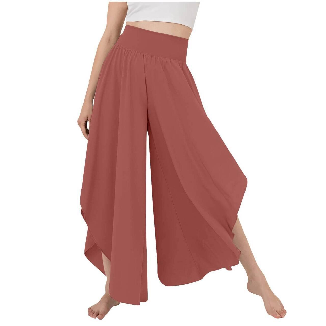 

Elegant High Waist Flare Casual Pants - Solid Color, Versatile and Comfortable Extra Large