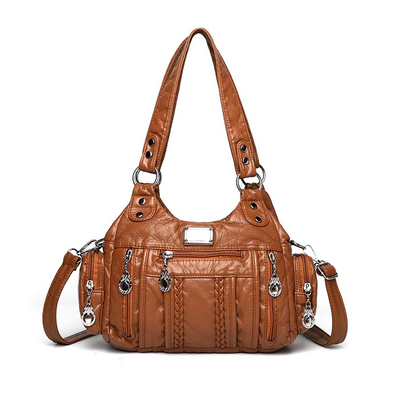 

Повседневная маленькая женская сумочка, женская сумка через плечо, модный кошелек, винтажная сумка-тоут из искусственной кожи, сумка для покупок для мам коричневый