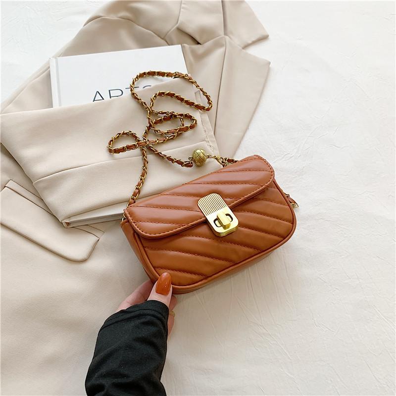 Fashionable Summer 2023 Pu Leather Square Flap Bag Stylish Chain Shoulder Bag