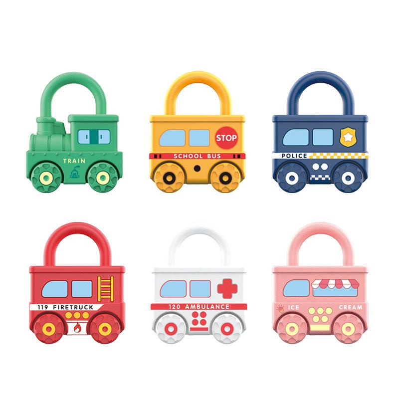 Children's Early Education Fun Unlocking Car Set Mini Numbers and Letters Paired with Puzzle Unlocking Toys School Home Box Gift