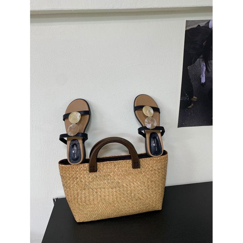 French Bohemian Fairy Thick-bottomed Cool Slippers Female Summer Wear 2025 with Skirt One-word Holiday Slippers