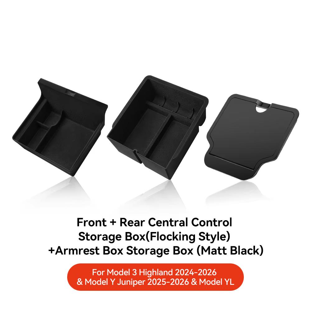 For Tesla Model 3/Y/YL Highland Juniper 2026 Center Armrest Hidden Storage Box Cup Holder Console Organizer Box Accessories