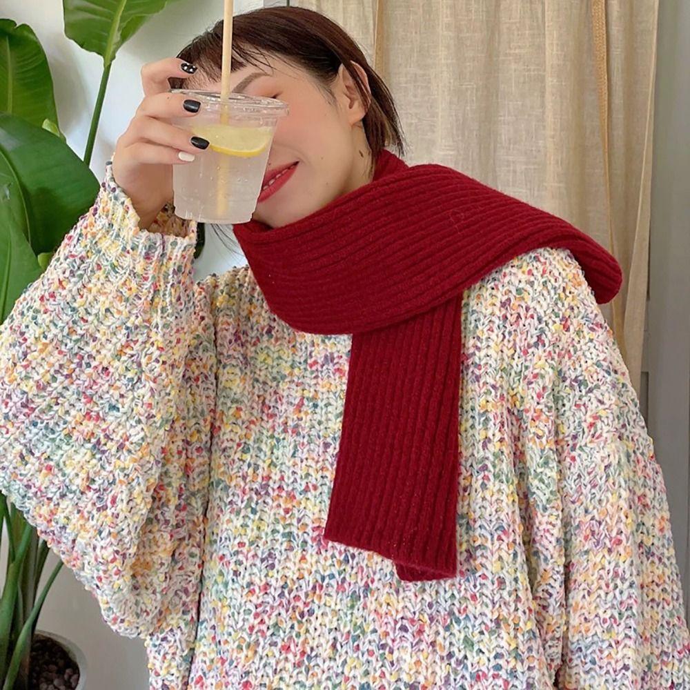 Woolen Cross Scarf Thicken Neckerchief Neck Guard Shawl Knit Scarf Women