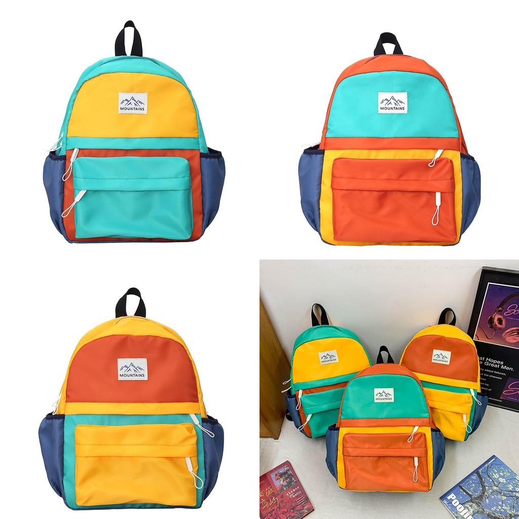 Large Capacity Kids Color Blocked Backpack With Letter Printing Design For Daily