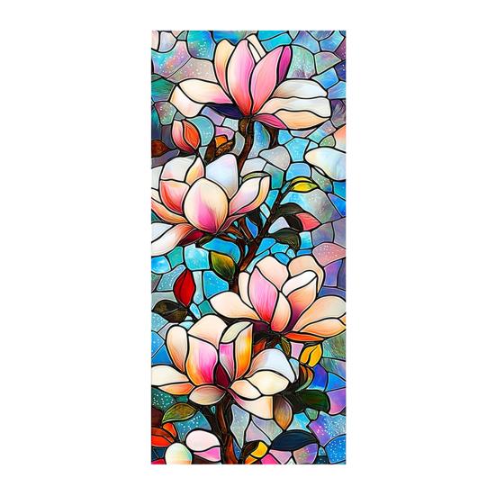 Yousheng Window Privacy Film Stained Glass Floral Static Window Cling Decorative UV Blocking Heat Control Glass Sticker for Glass Doors