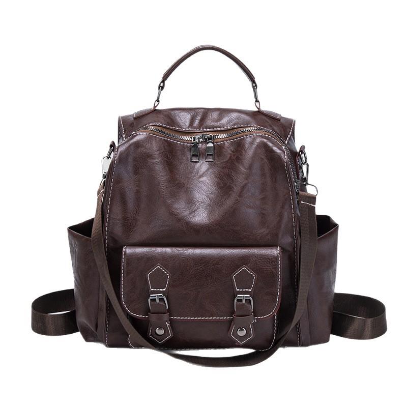 Women's Retro British Style Backpack Simple Fashion Travel Shoulder Bag PU Material Street Trend Zipper Opening Daily Match