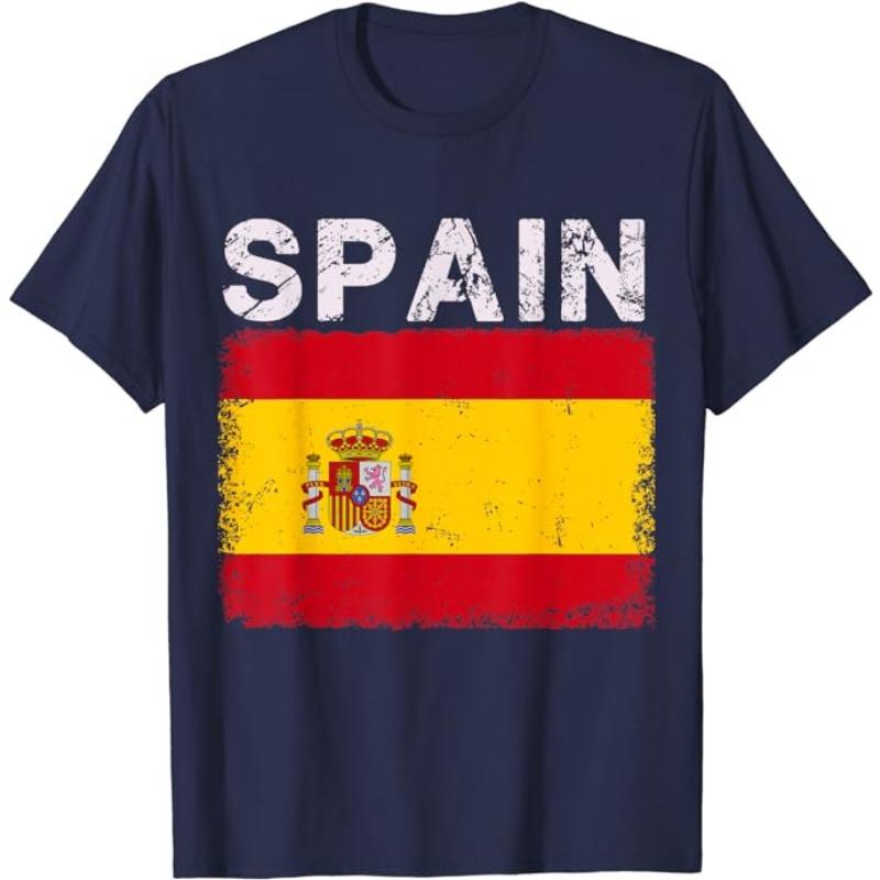 Spain Soccer Ball Spain Flag Jersey - Spanish Football Fan T-Shirt Spanish Flag Red España Graphic Tee Top Espana Support Outfit