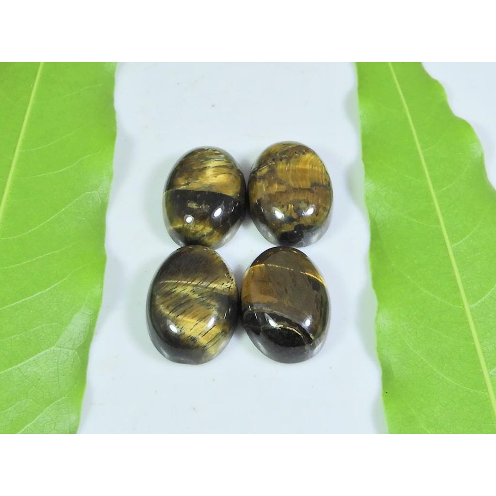 12X16MM Natural Tiger Eye Oval Cabochon Loose Gemstone 4Pcs Lot 47Cts. A-521