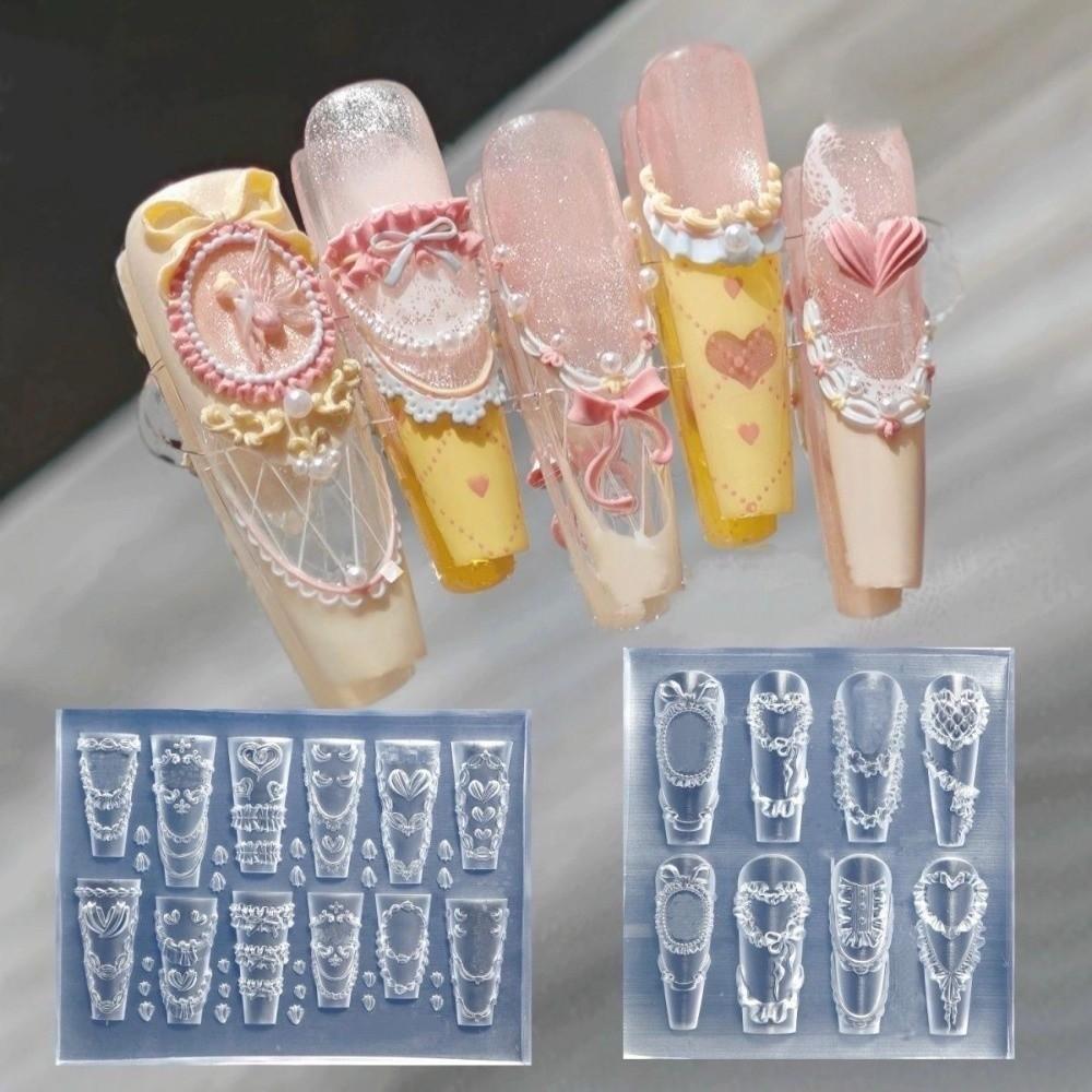 Stereoscopic Design Silicone Nail Mold Nonstick Surface 3D Nail Decoration Mold  Home Manicure