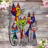 Iron Iron Wall Sculpture Colorful Metal Cat Wall Art Home Artwork Wall Decoration  Outdoor
