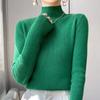 Autumn & Winter Slim-Fit Women's Ribbed Pullover Sweater - Half-High Collar, Casual & Versatile Fashion Base Layer