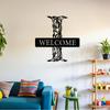 Farmhouse Welcome Sign Metal Wall Art Rustic Door Hanger Entryway Decor