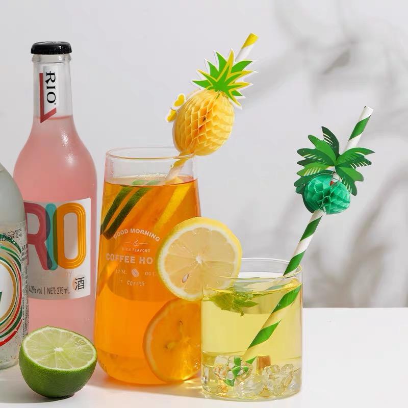 50pcs Creative Paper Straws Disposable Biodegradable Paper Environmental Straws Party Juice Cocktail Decoration Straws