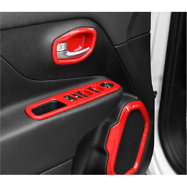 For Jeep Renegade 15-2023 Glossy Red Inner Door Handle Bowl Frame Trim 4pcs