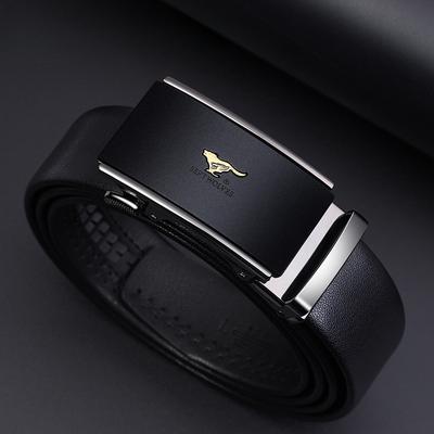 Ceinture Business Décontractée en Cuir de Vache pour Homme Ceinture en Cuir Véritable Ceinture à Boucle Automatique Ceinture Cadeau