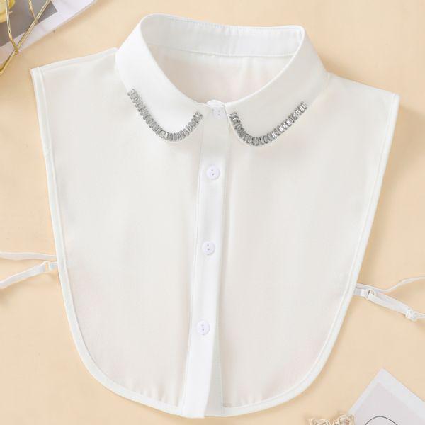Elegant Women s Half-High Collar Decorative Shirt Collar белый
