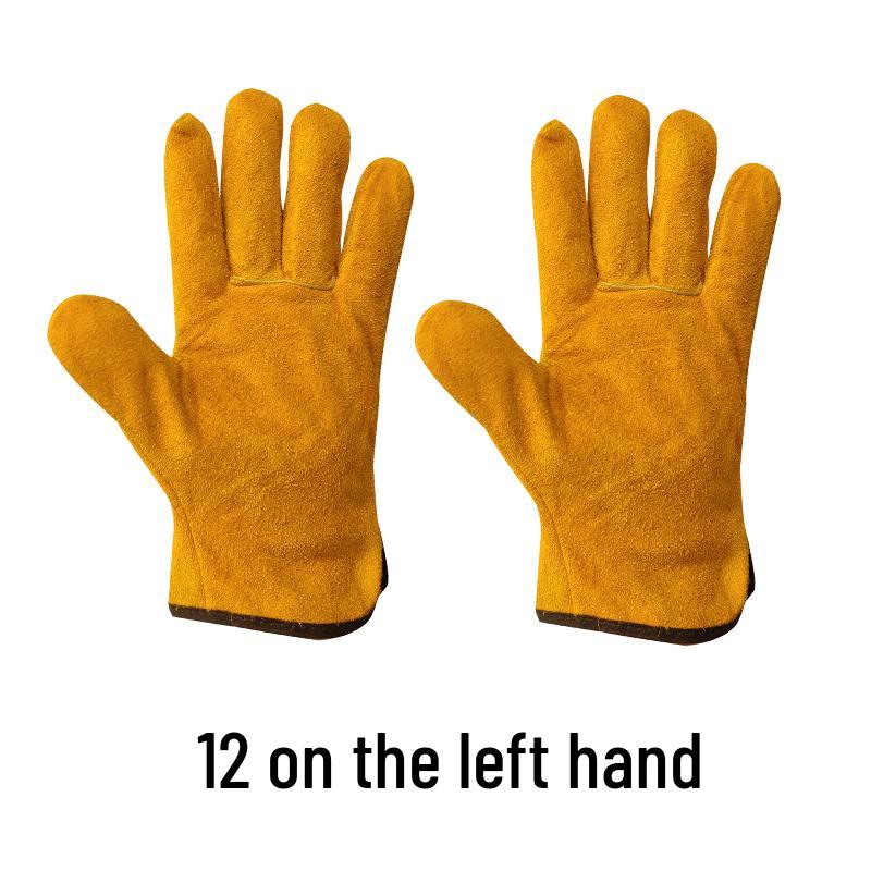 High-Temperature Resistant Cowhide Welding Gloves - Soft, Wear-Resistant, and Anti-Scald Protection for Welders.
