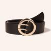 Round Double-needle Simple and Versatile Gold Round Buckle Fashionable PU Belt