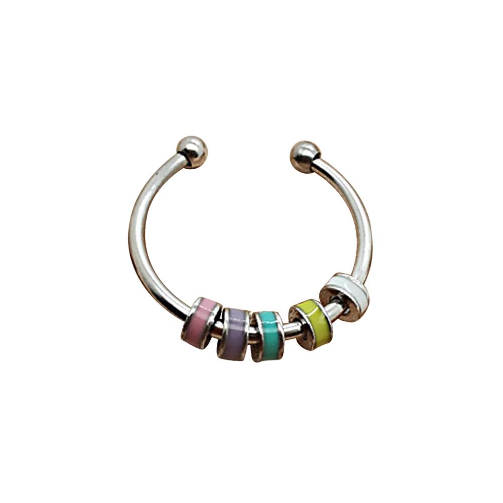 Rotační smaltovaný prsten 316L nerezová ocel Úzkostný prsten na prst s korálky Otevřený prsten Prsten pro úlevu od úzkosti pro ženy dívky