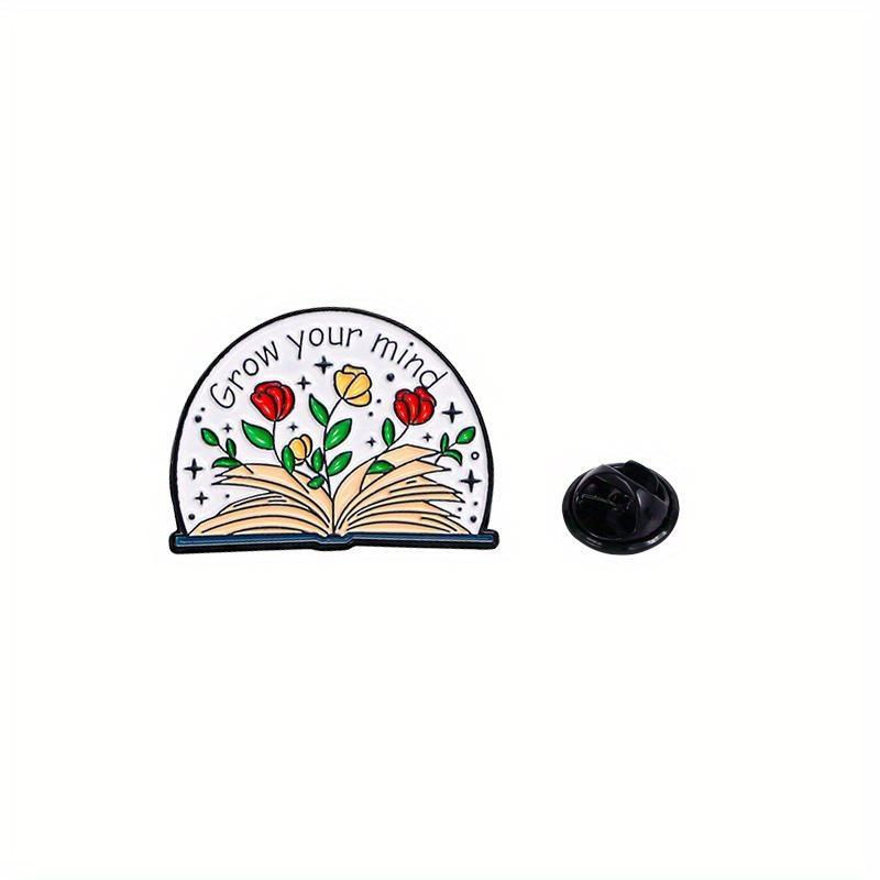 Creative New Magic Book Flower Enamel Bades Lapel Pins For Women Men Fashion Design Floral Brooches