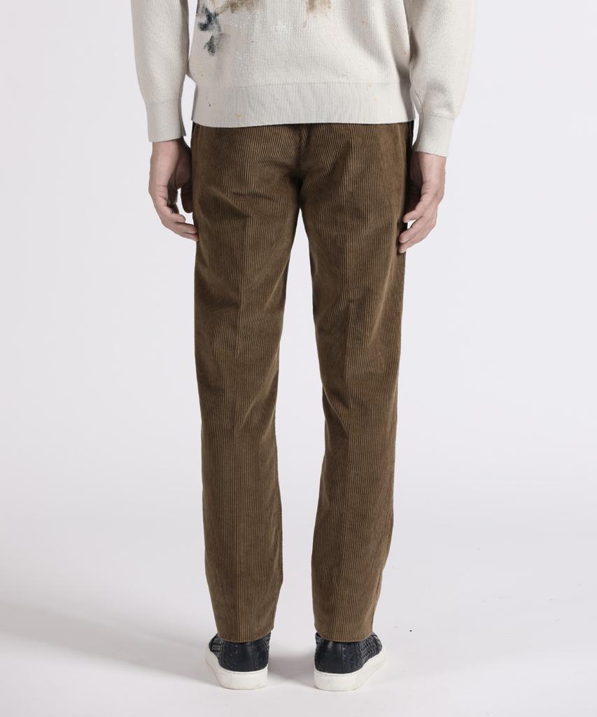 PANICALE Brown Slim Fit Corduroy Pants