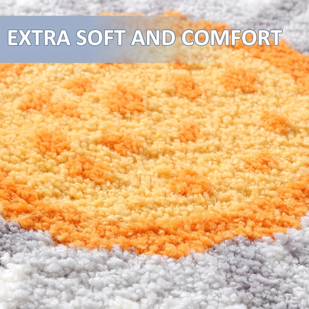 Bathroom Rug Mat, Cute Flower Bath Mat with Soft and Non-Slip, Absorbent Microfiber Bath Rugs, Machine Washable Bath Rug for Toilet Bathtub Kitchen