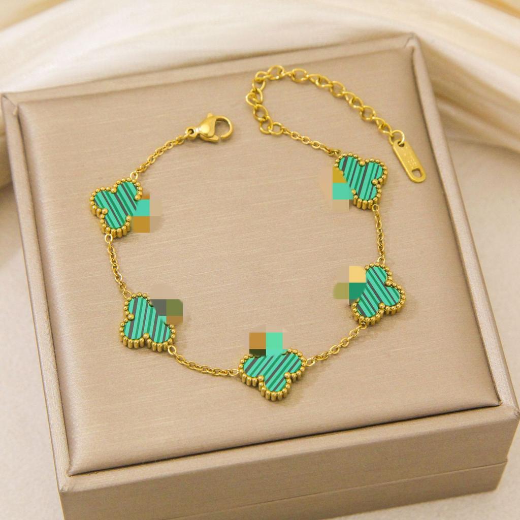 Titanstål Lyckoklöverarmband 13mm Dubbelsidigt Icke-bleknande Damers Eleganta Smycken