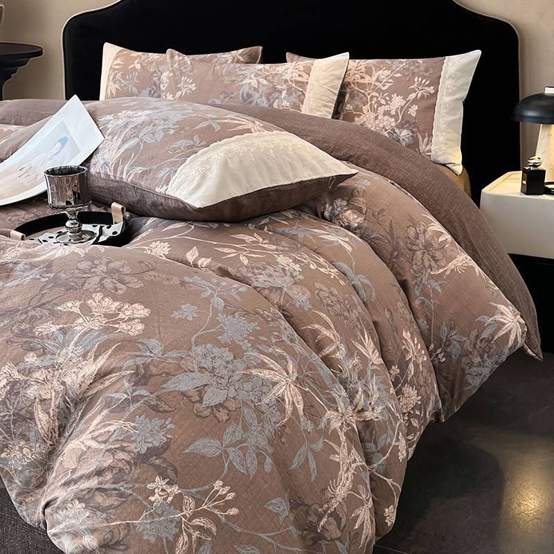 

Class A raw hemp four-piece set lace lace thickened quilt cover bed sheet/fitted sheet dormitory kit 1.2m sheet 3pcs