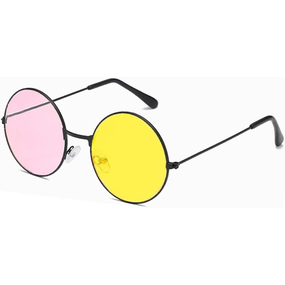 

Spamton Deltarune Cosplay Glasses, Anime Boss Plush Yellow Pink Mixed Color Round Frame Sunglasses Cos Prop Halloween