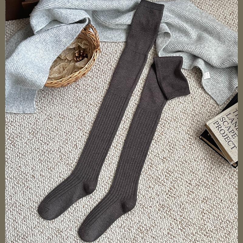 

Stockings women s autumn and winter stacked knee socks with long boots black extended thermal knee pads thigh socks One size fits all