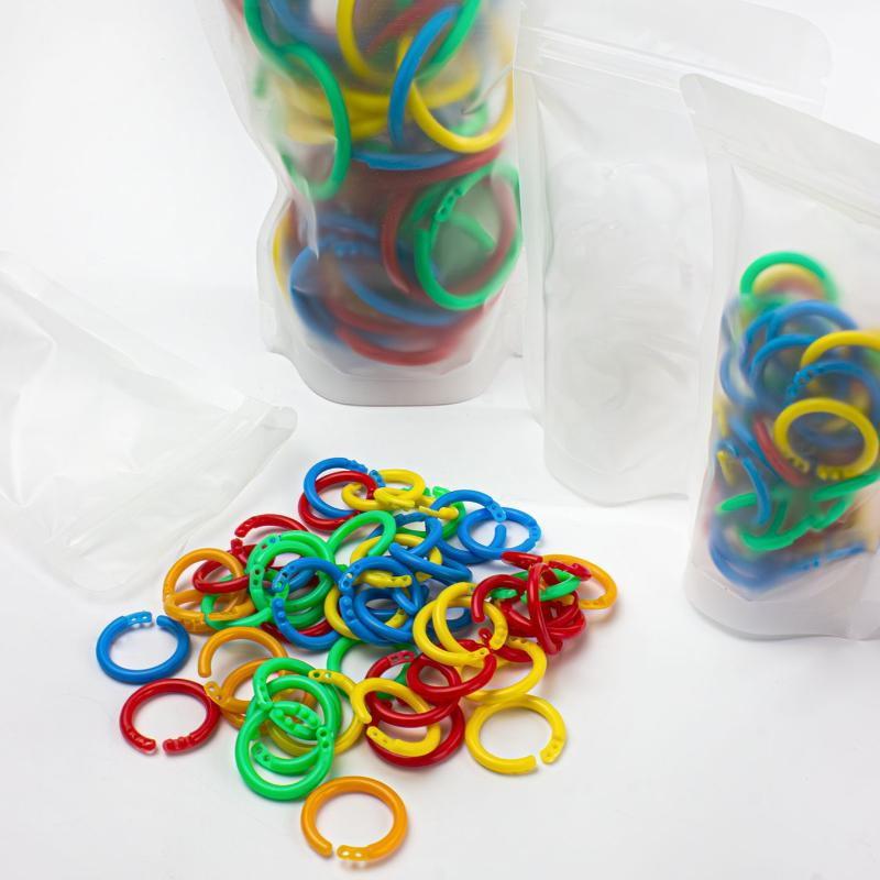50 Stück 15 mm Bunte Plastik-Loseblattringe für DIY-Alben, Dokumentenbindung & Büroorganisation