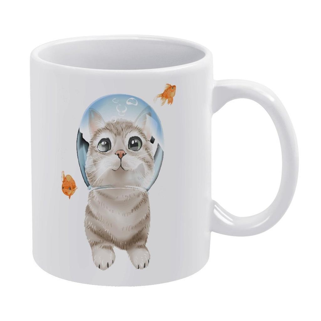 1 Stück 11oz Weiße Keramiktasse mit beidseitig bedrucktem Artwork, Robuste Kaffeetasse für Zuhause, Büro, Geschenkverwendung