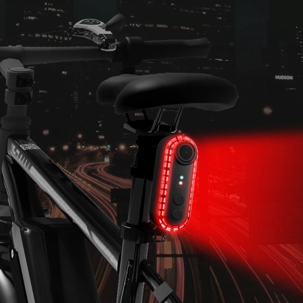 Safety Bicycle Rear Light 1080P HD Bicycle Tail Light Camera Recorder IPX6 Waterproof Continuous Recording 6H for Riding Cycling