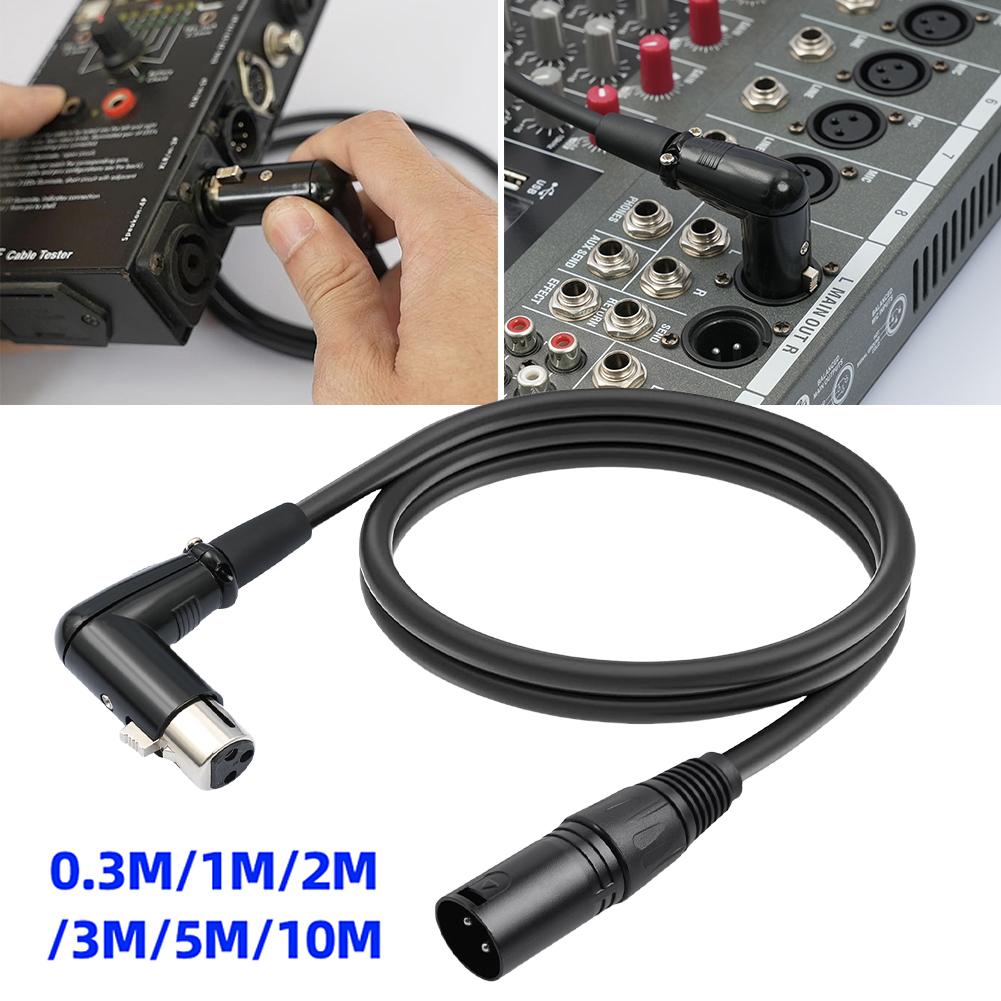 0.3/1/2/3/5/10M XLR 3 Pin Male To Female Microphone Cord Straight To 90 Degree Microphone Cable XLR Audio Mic Extension Cable