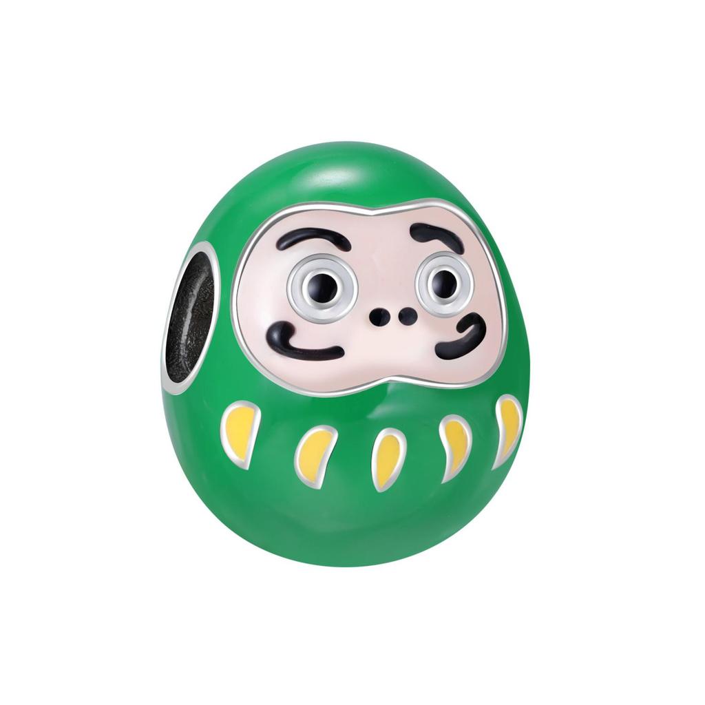 Bracciale Charm Daruma Rosso in Argento Sterling 925 per Donna - Perla di Cartone Animato Auspicioso
