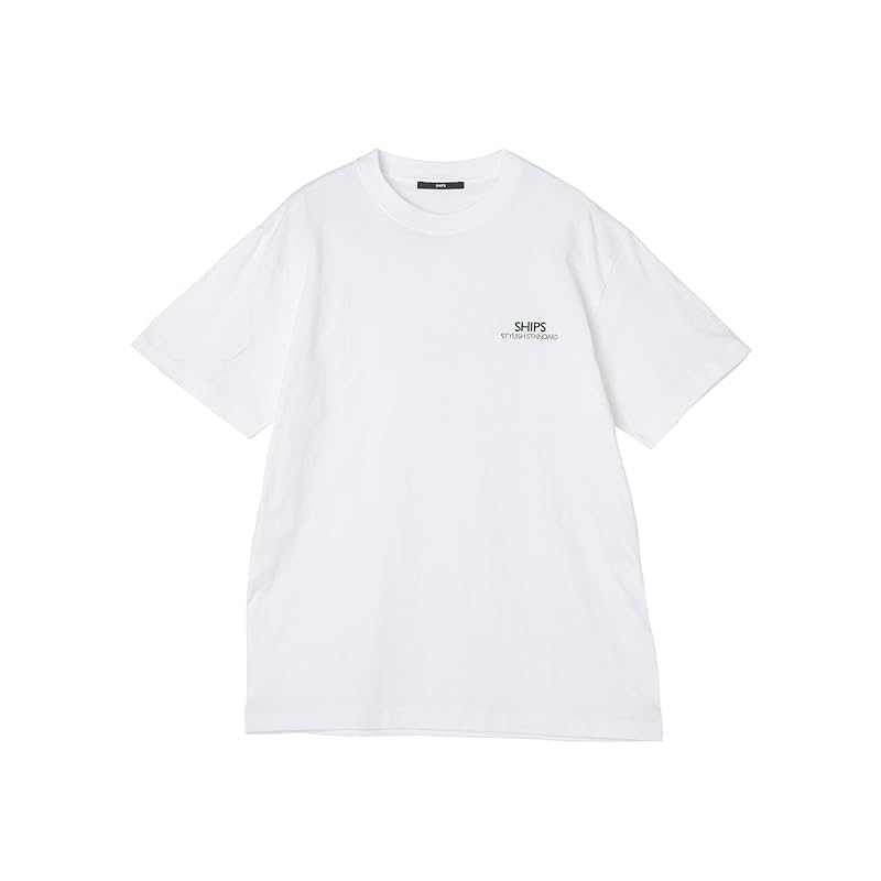 

[Ships] T-shirt STYLISH STANDARD logo embroidery men s 112121215 White type S