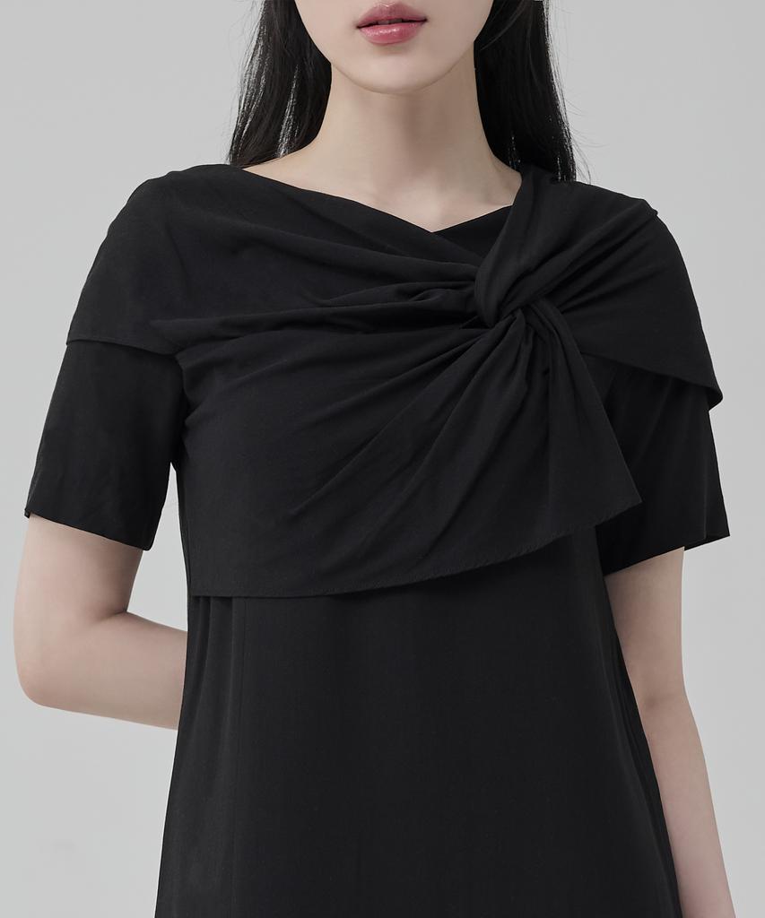 Hye Young Kim Silk Interlace Short Sleeve Dress - Black