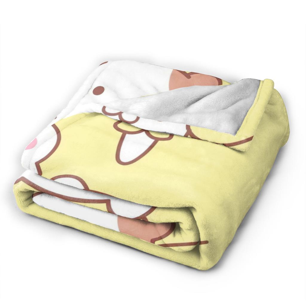 Cute Pom Pom Purin Face Knitted Blanket Cartoon Flannel Throw Blankets Summer Air Conditioning Portable Lightweight Bedsprea,