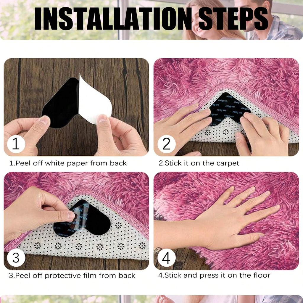 8PCS Rug Pad Grippers Heart-Shaped PU Nano Non Slip Rug Pad Carpet Fixed Sticker,80mm*80mm
