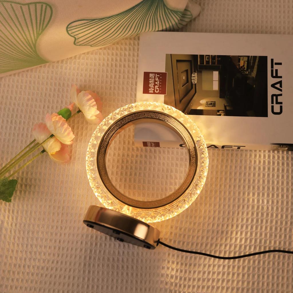 New Circular desktop decorative light switch, dimmable bedside table light USB plug, reading table light, bedroom decorative nig