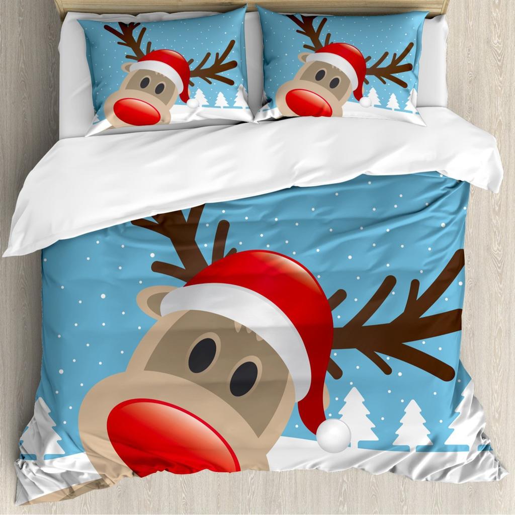 Christmas Style Snowflake Dot Pattern Three-piece Quilt Cover 3D Digital Printing Bedding Set Retro Bed Cover