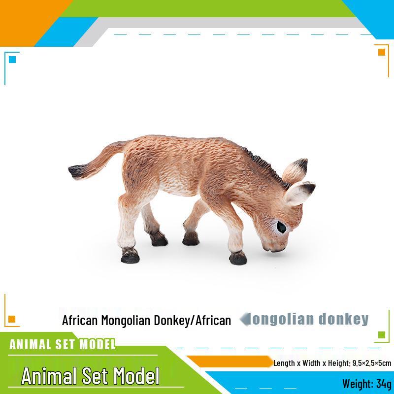 Wild African and Mongolian Donkey Model Set: Male, Female, Foal - Children's Educational Toy