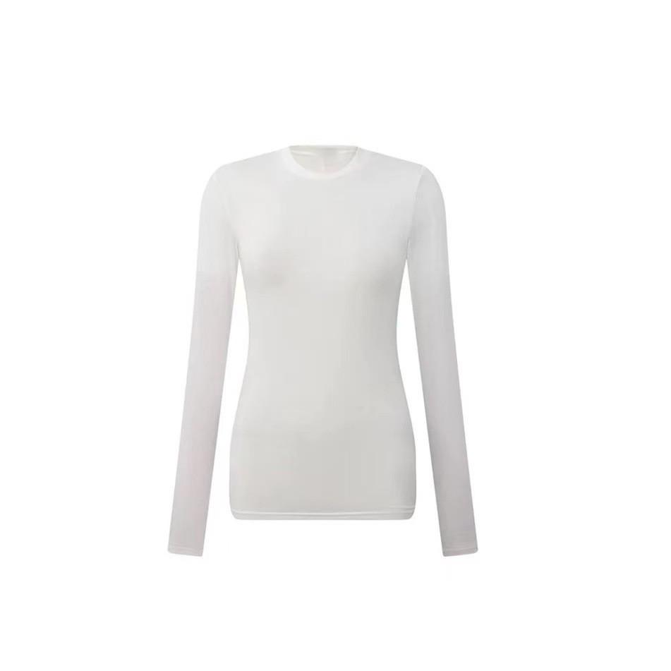 Women's Round Neck High Elastic Wool Tencel Long Sleeve Base Layer Shirt