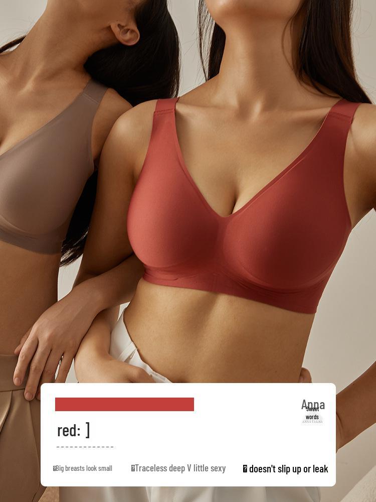 Plus Size Deep V Seamless Wire-Free Bra: C-F Cup, Large Bust Minimizer with Anti-Sagging Side Support